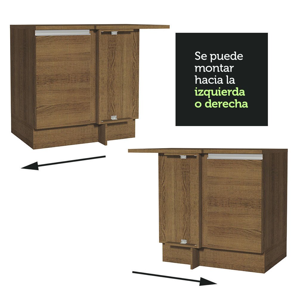 Mueble Inferior de Cocina Esquinero Glamy Marron 94x84cm Sin Cajones con Mesón de Madera y sin Estufa - MUEBLES INFERIORES DE COCINA | Bylmo