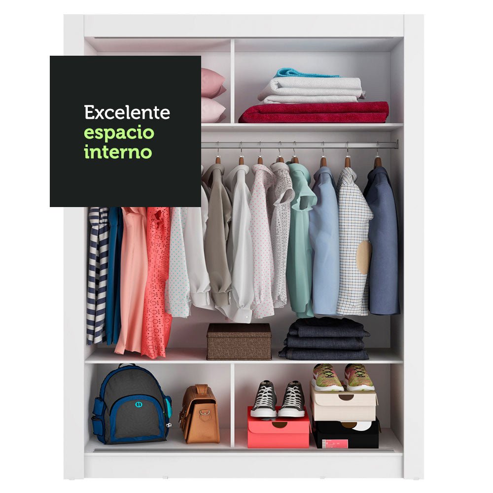 Closet Denver Blanco 117x205cm con Cinco Compartimientos y con Dos Puertas - CLOSETS | Bylmo