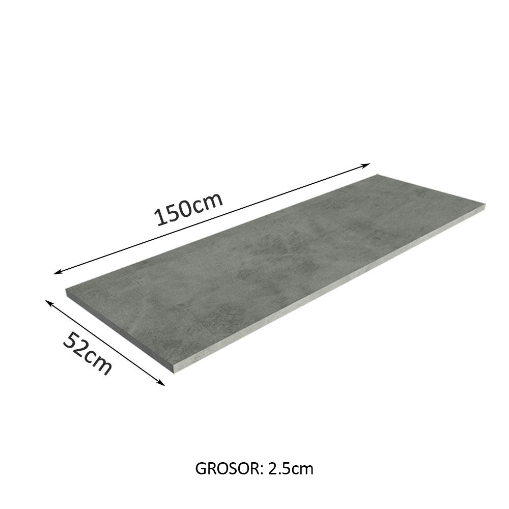 Mesón de Cocina Gris 150x52cm de Madera Aglomerada Mdp Acabado Mate sin Pozuelo - MESONES DE COCINA | Bylmo