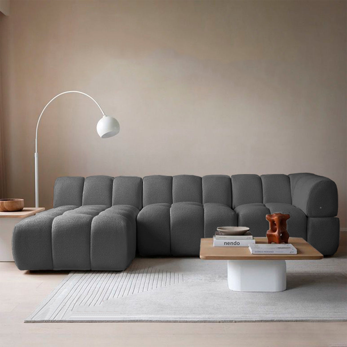 Sofá Noelia Gris 280x80cm Microfibra de Un Puesto - SOFAS Y POLTRONAS | Bylmo
