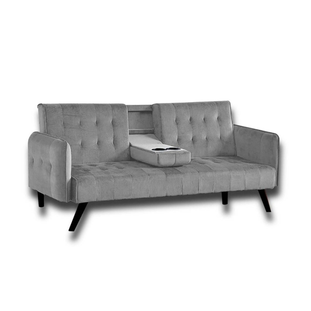 Sofá Cama Hunter Gris 200x70cm Cuero Sintetico Ecológico de Un Puesto Reclinable - SOFAS Y POLTRONAS | Bylmo