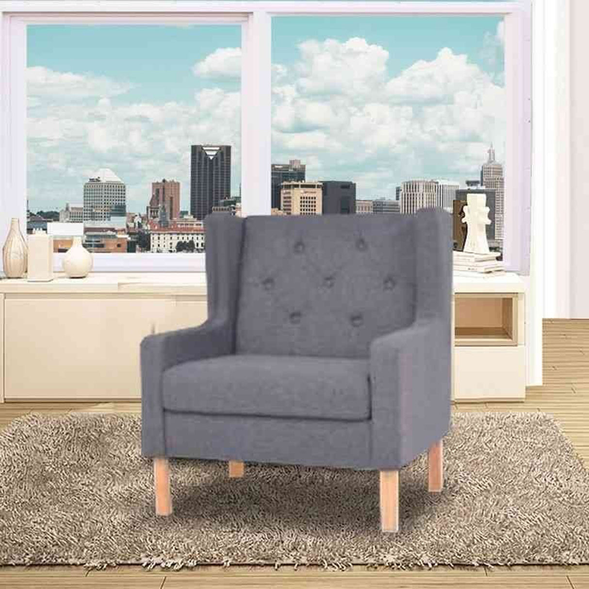 Silla Poltrona Bailey Gris 90x90cm Microfibra de Un Puesto - SOFAS Y POLTRONAS | Bylmo