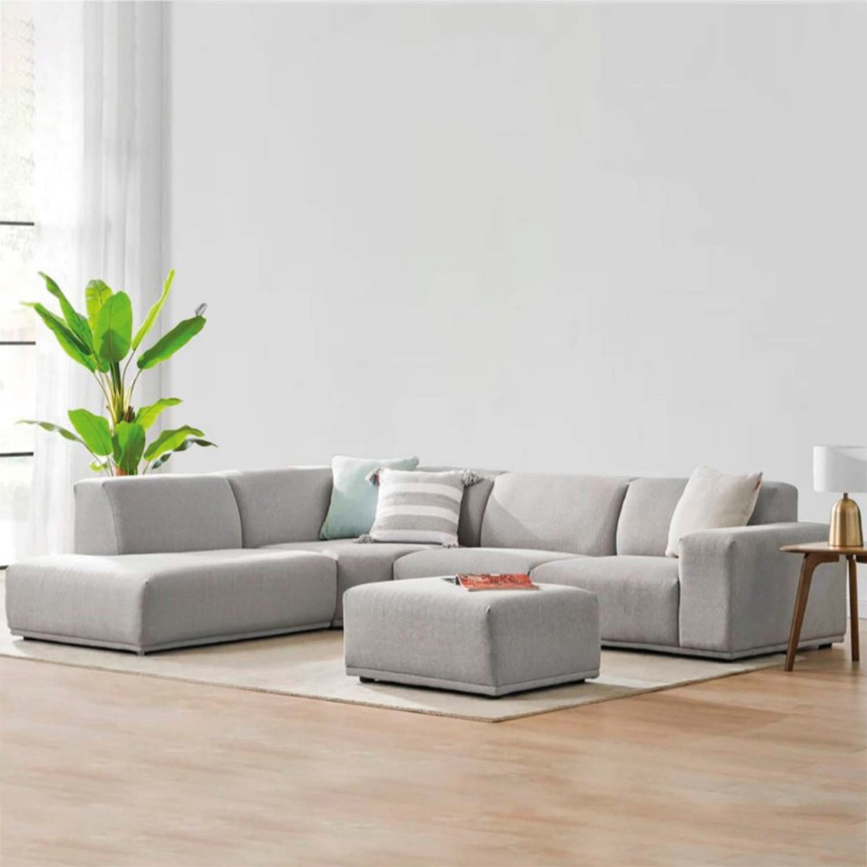 Sofá Hera Gris 260x80cm Microfibra de Cuatro Puestos - SOFAS Y POLTRONAS | Bylmo