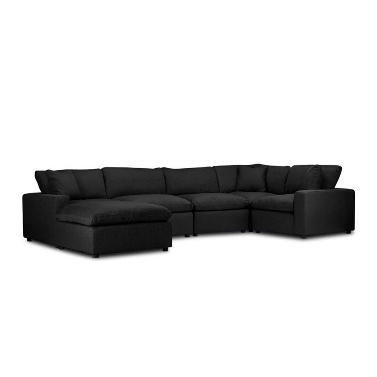 Sofá Minerva Negro 280x90cm Microfibra de Cuatro Puestos - SOFAS Y POLTRONAS | Bylmo
