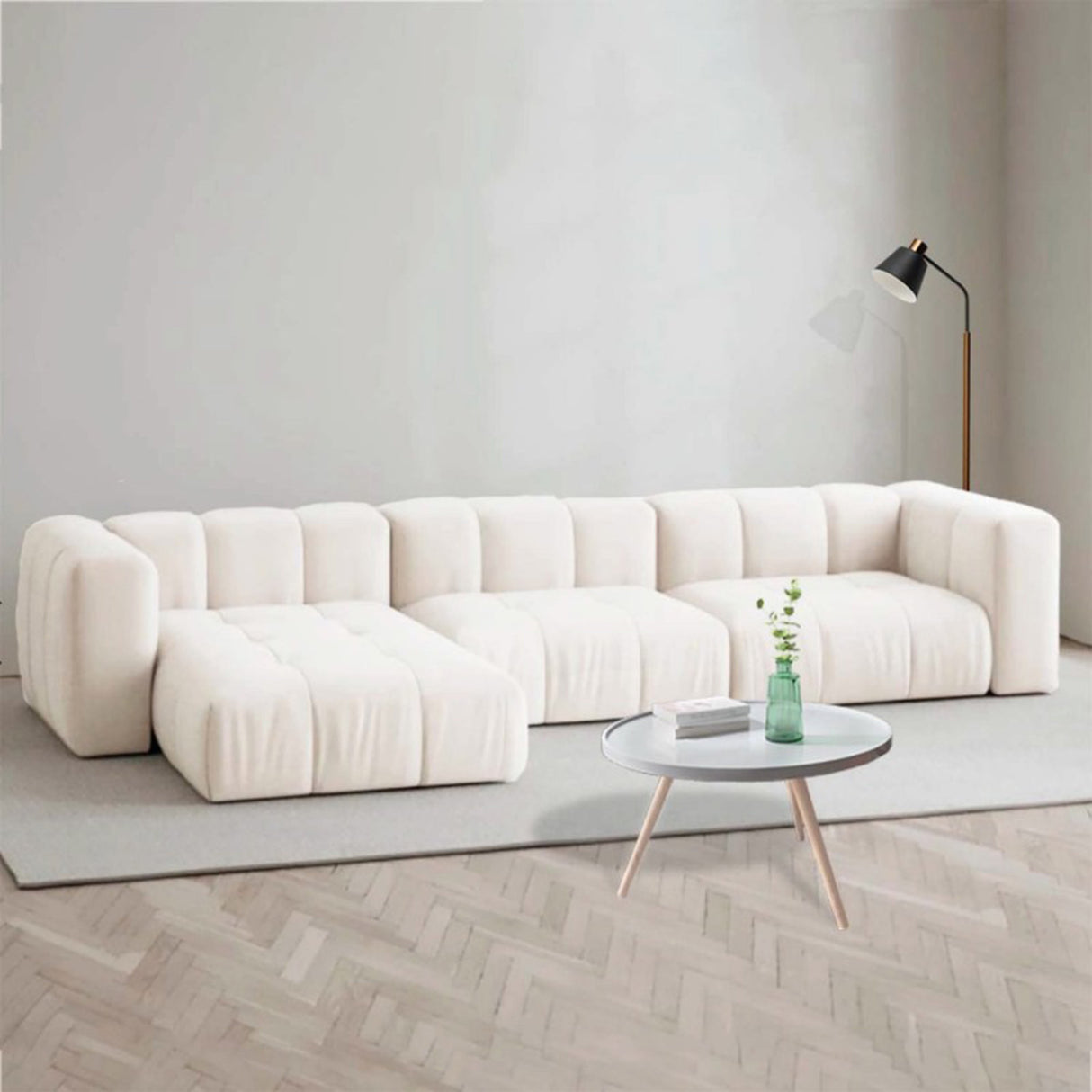 Sofá Salento Blanco 260x80cm Microfibra de Tres Puestos - SOFAS Y POLTRONAS | Bylmo