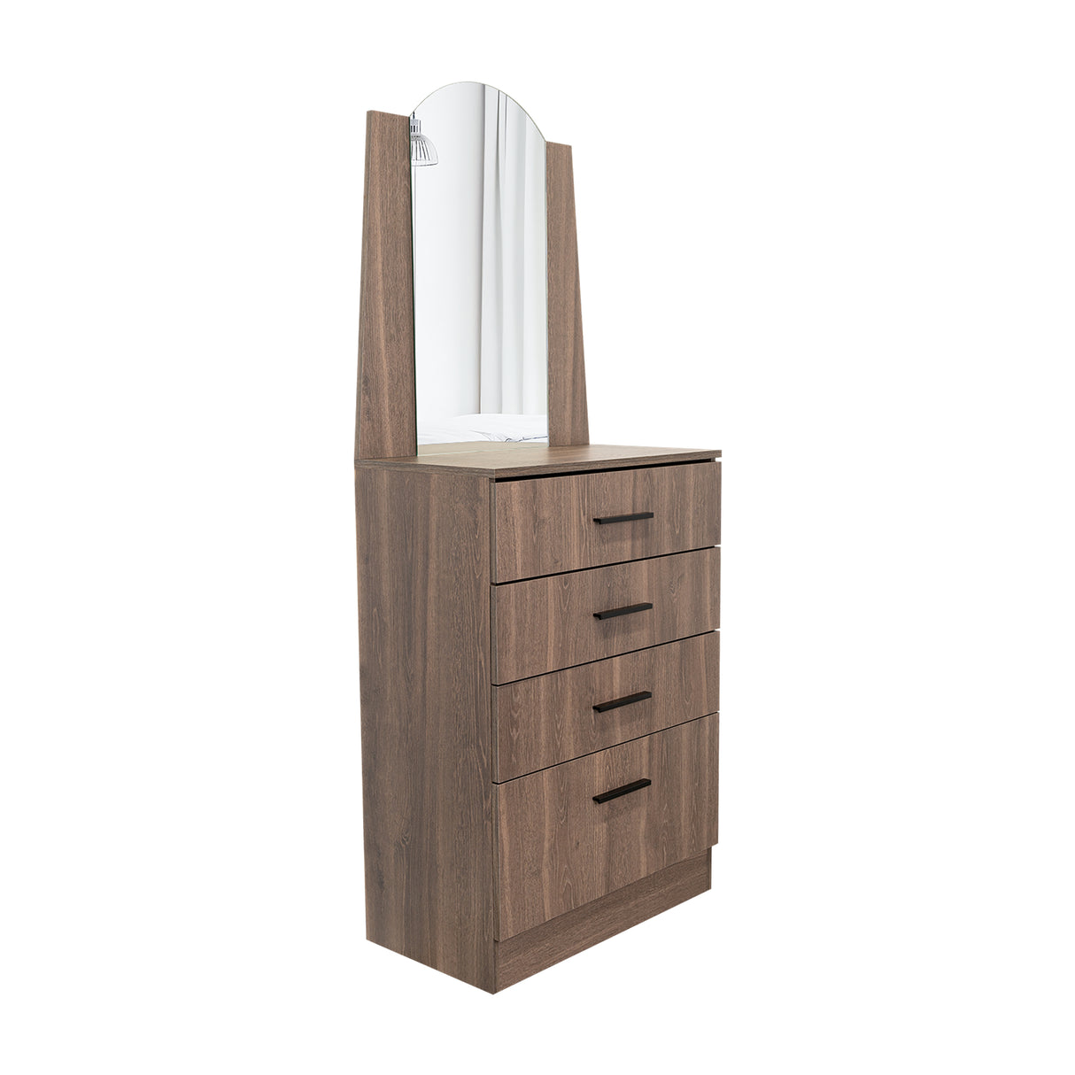Cómoda Praga Milan 63x151cm de Cuatro Hileras con Tres Cajones con Espacio para Tv y con Espejo - CAJONERAS Y COMODAS | Bylmo