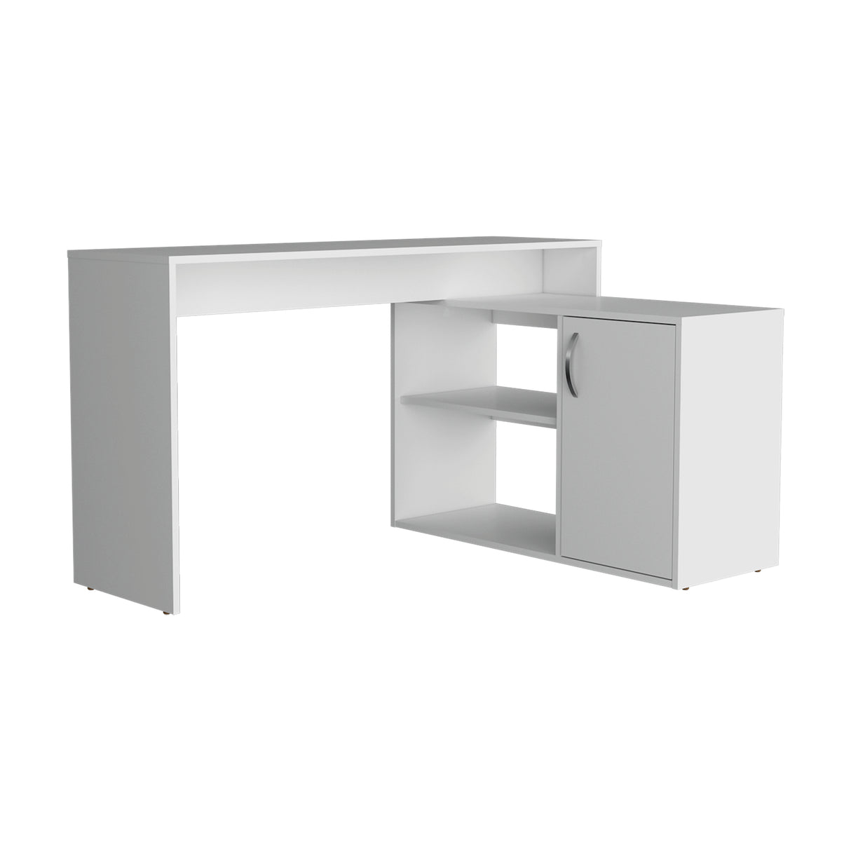 Escritorio en L Axis Eco Blanco 125x71cm con Organizador de Libros y sin Cajones - ESCRITORIOS | Bylmo