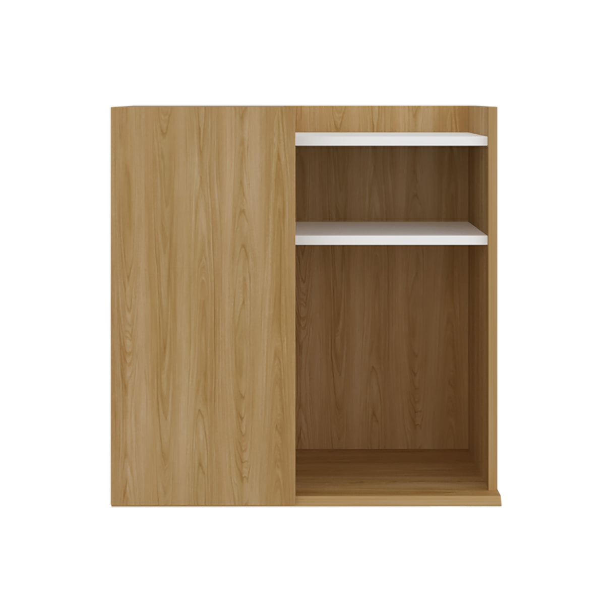 Mesa de Noche Cairo Fresno Europeo y Blanco 65x65cm con Tres Compartimientos - MESAS DE NOCHE | Bylmo