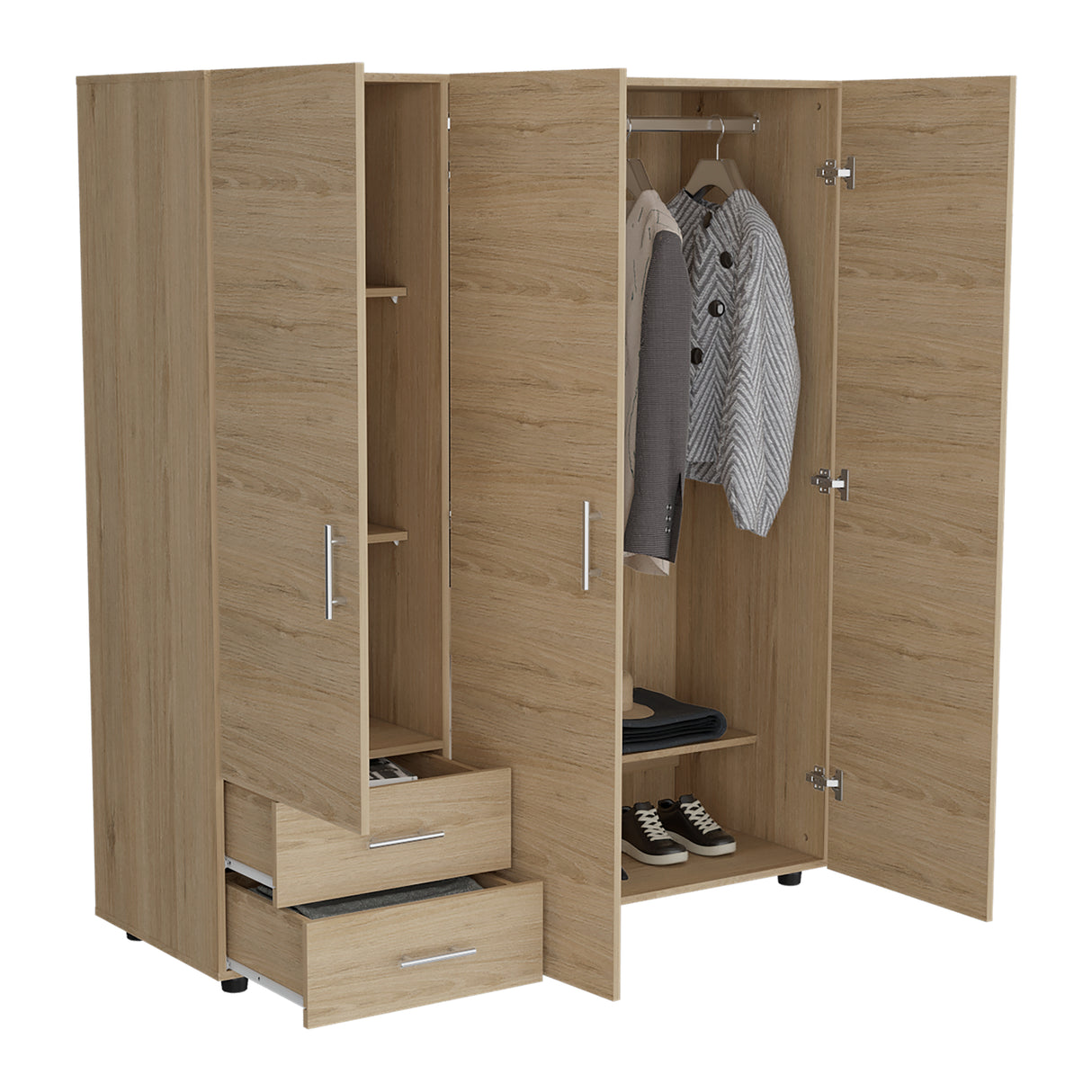 Closet Dassel Rovere 140.1x161.5cm con Tres Puertas y con Tres Cajones - CLOSETS | Bylmo