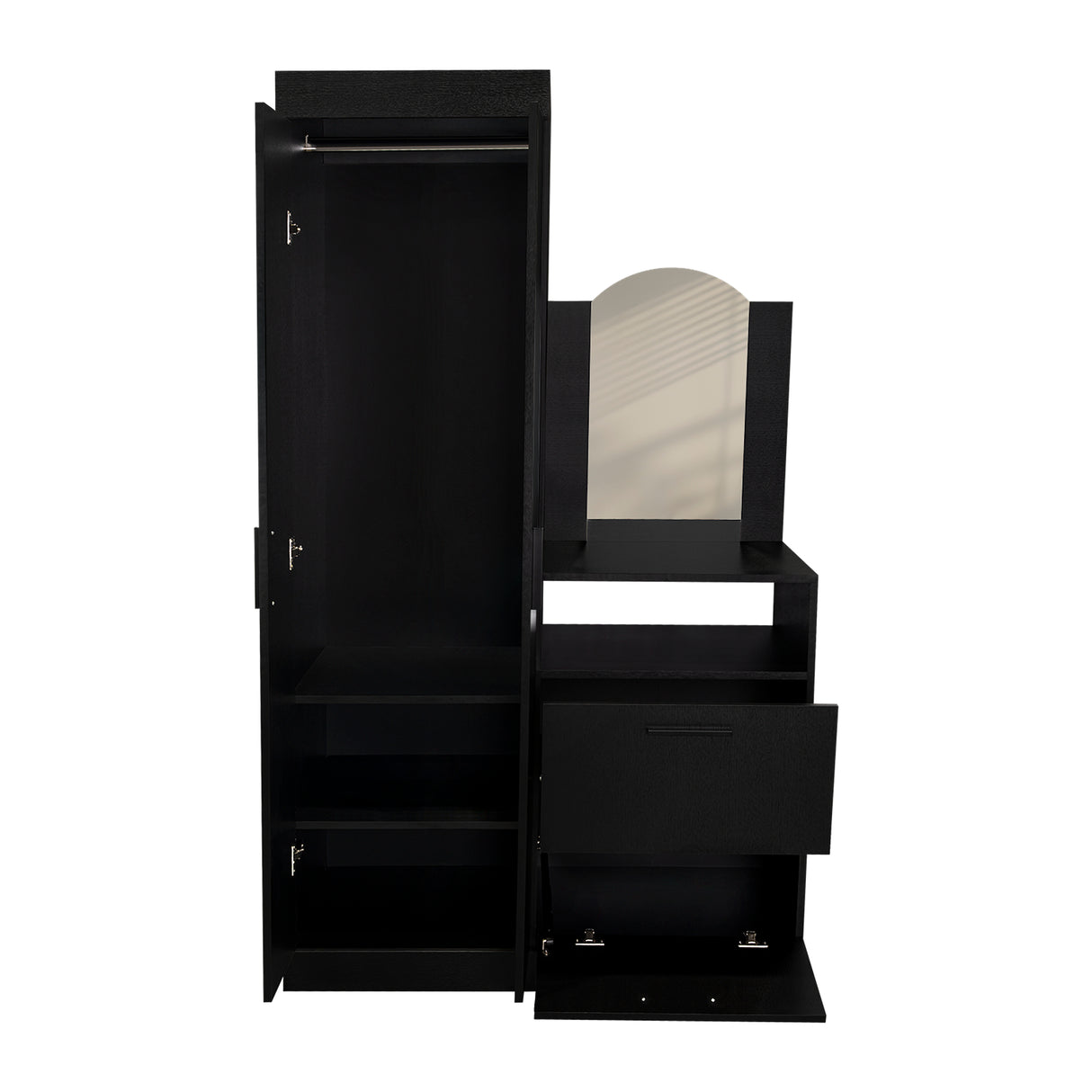 Closet Praga Wengue 103x179cm con una Puerta sin Cajones y con Espejo - CLOSETS | Bylmo