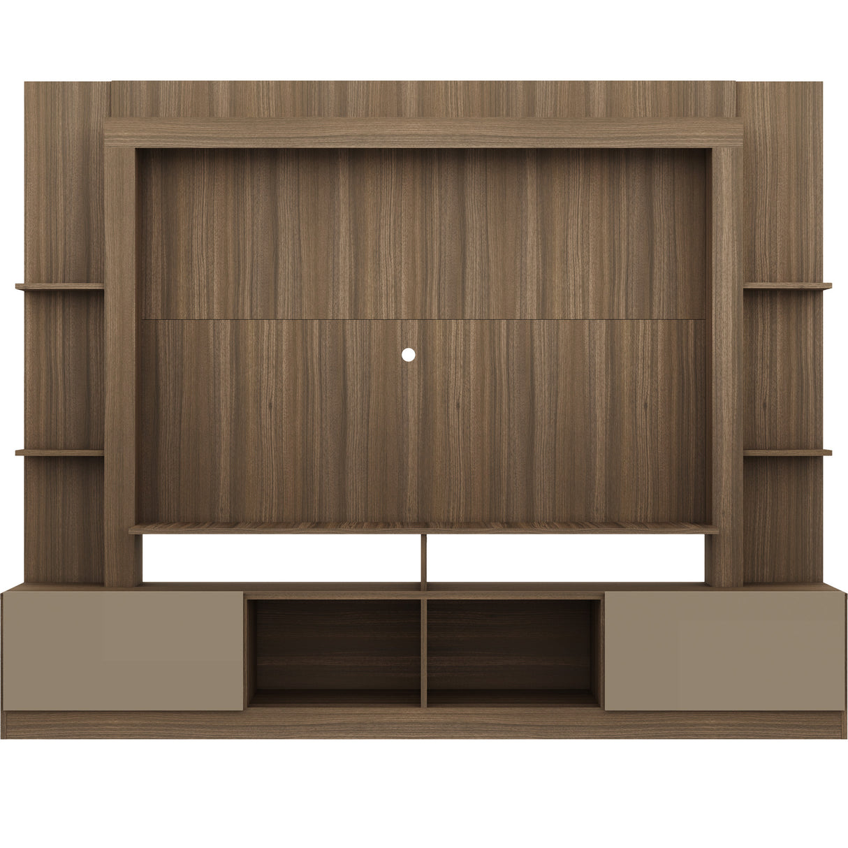 Centro de Entretenimiento Berlín Café 213x171cm Para TV Hasta 65" Pulgadas con Dos Comportimientos - MUEBLES DE TV | Bylmo