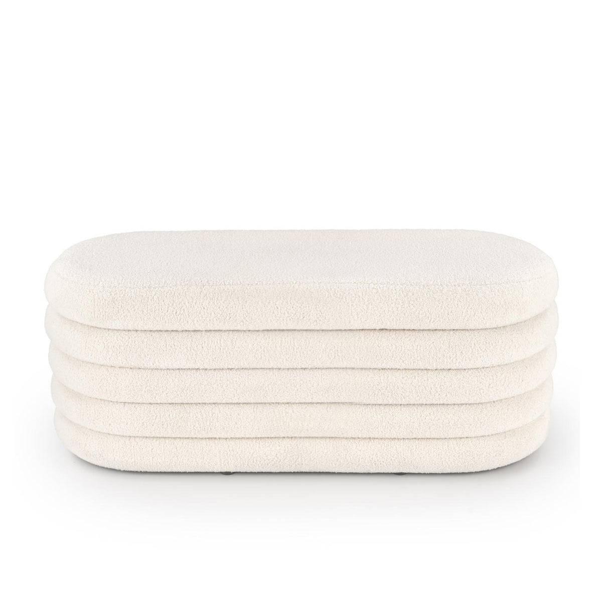 Puff Blanco Almendra 120x40cm De Dos Puestos con Almacenamiento - SOFAS Y POLTRONAS | Bylmo