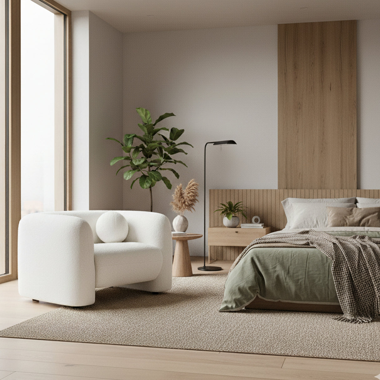 Poltrona Leiren Blanco Almendra 111x68cm De Un Puesto con Apoya Brazos - SOFAS Y POLTRONAS | Bylmo