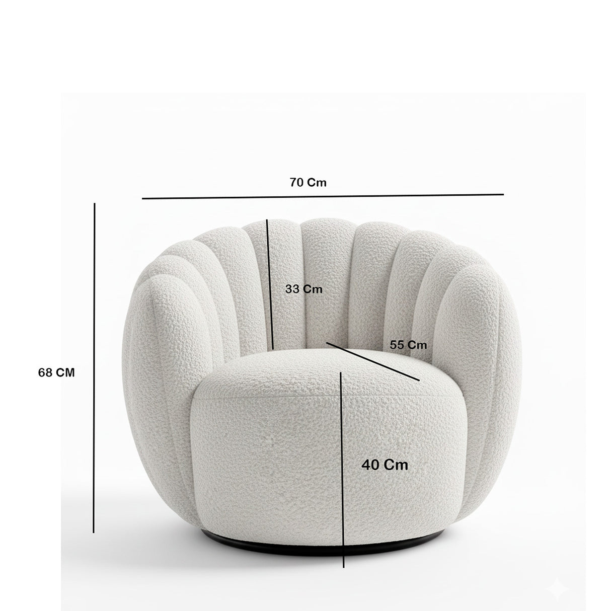 Silla Poltrona Gardenia Blanco Almendra 70x55cm De Un Puesto con Apoya Brazos - SOFAS Y POLTRONAS | Bylmo