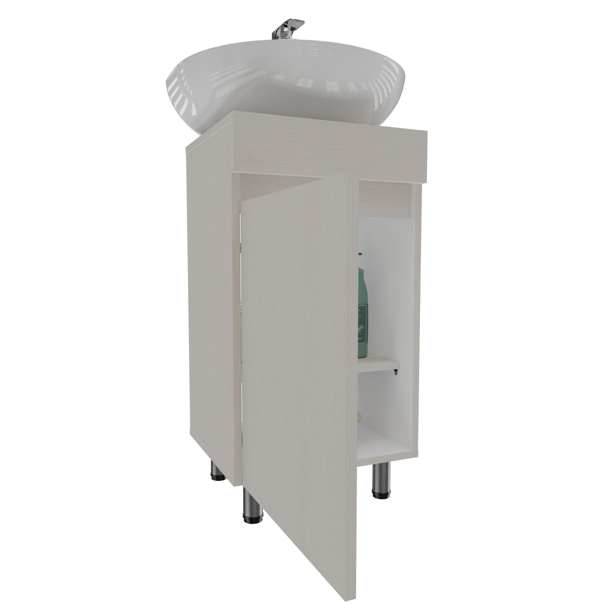 Mueble para Lavamanos Liam Niebla y Blanco 40x76cm Individual sin Lavamanos con Un Cajón y Una Puerta - MUEBLES PARA LAVAMANOS | Bylmo