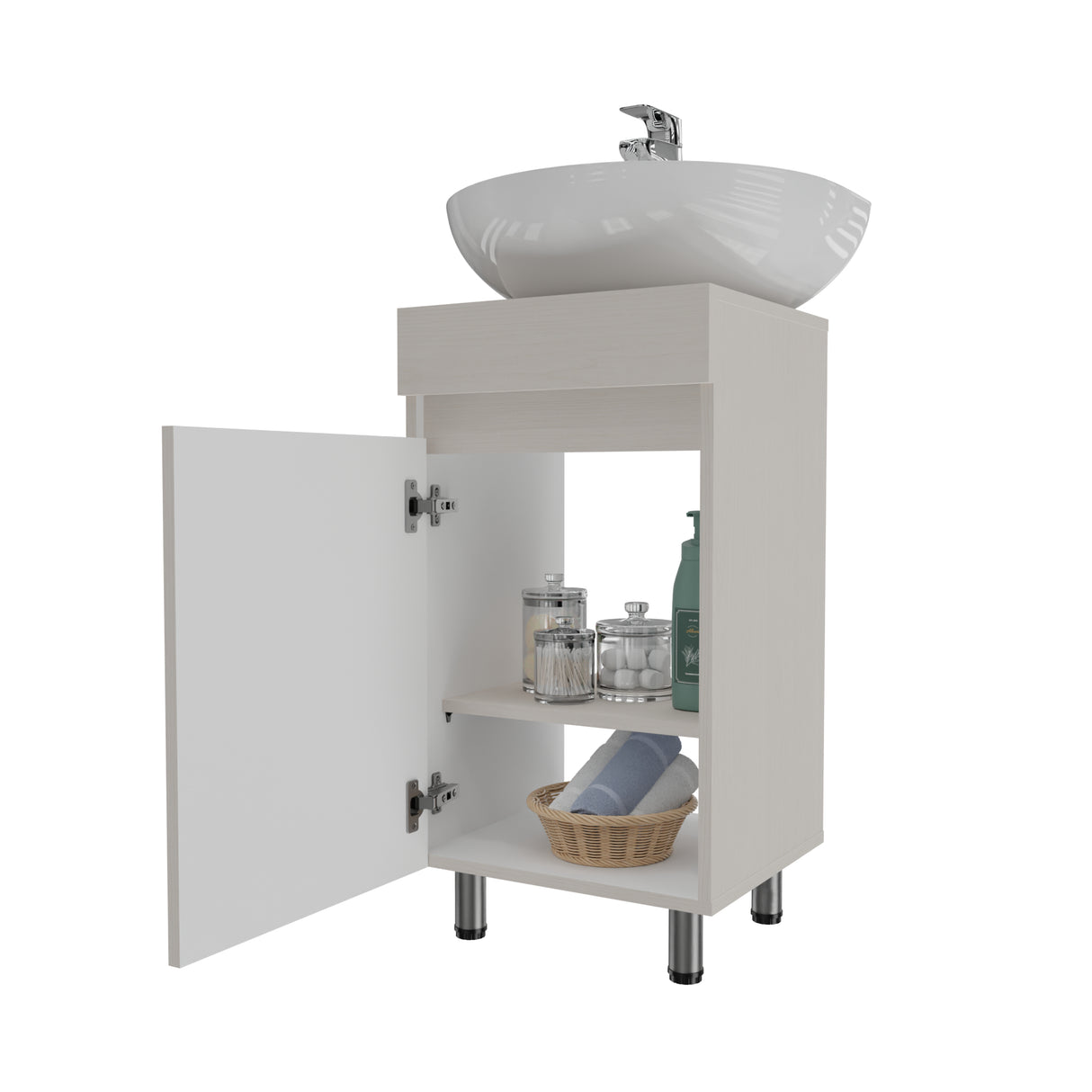 Mueble para Lavamanos Liam Niebla y Blanco 40x76cm Individual sin Lavamanos con Un Cajón y Una Puerta - MUEBLES PARA LAVAMANOS | Bylmo