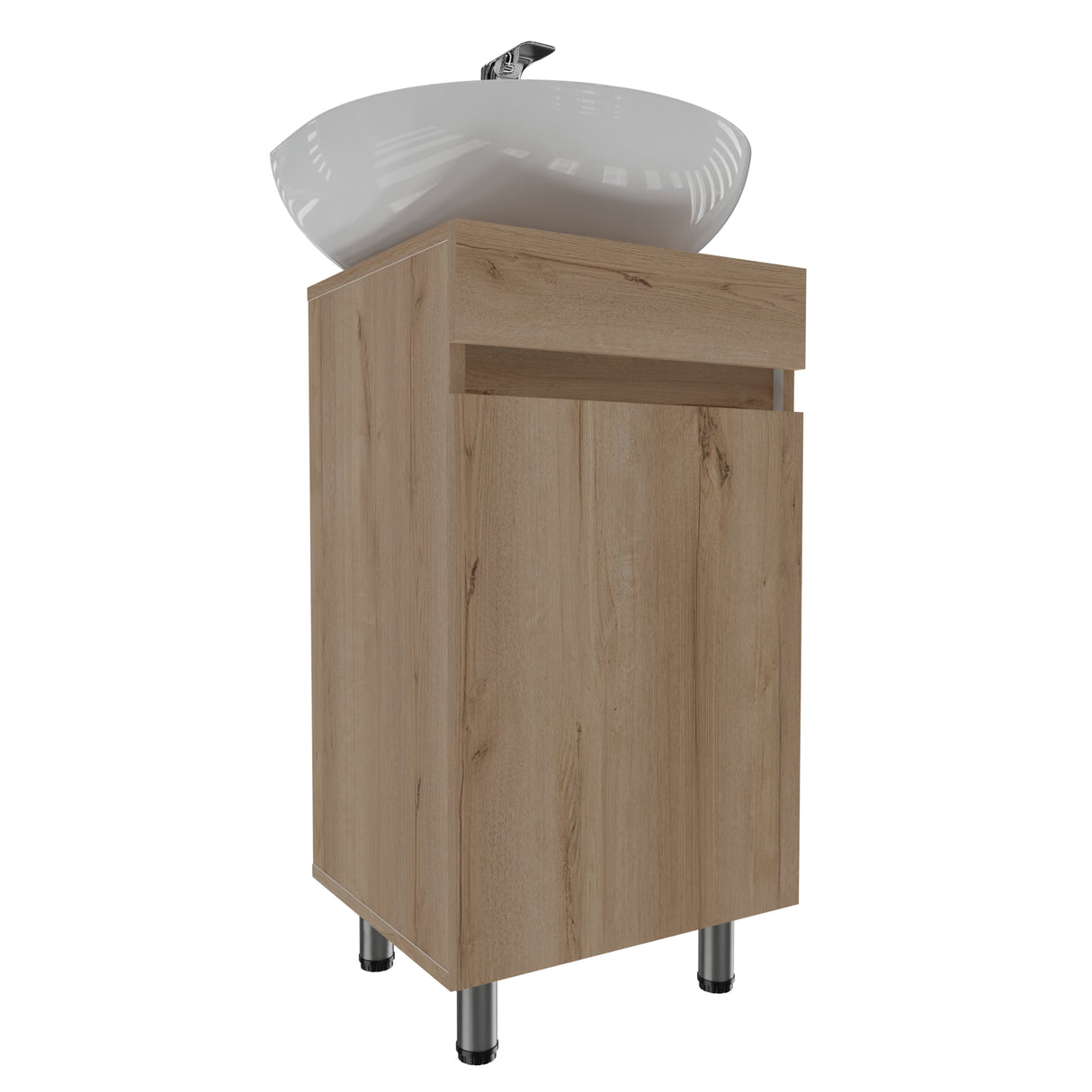 Mueble para Lavamanos Liam Duna y Blanco 40x76cm Individual sin Lavamanos con Un Cajón y Una Puerta - MUEBLES PARA LAVAMANOS | Bylmo