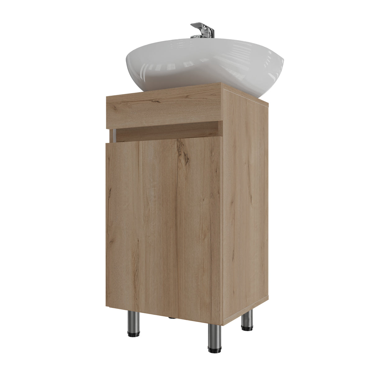 Mueble para Lavamanos Liam Duna y Blanco 40x76cm Individual sin Lavamanos con Un Cajón y Una Puerta - MUEBLES PARA LAVAMANOS | Bylmo