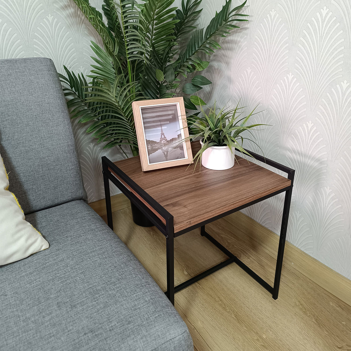 Mesa auxiliar Pietra Santa 2025 Gales y Negro 40x45cm Cuadrada - MESAS AUXILIARES | Bylmo