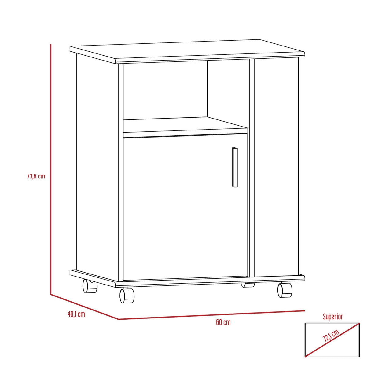 Mueble Microondas Blanco y Fresno 60x73.5cm Sin Cajones con Una Puerta - ALACENAS Y MUEBLES MICROONDAS | Bylmo