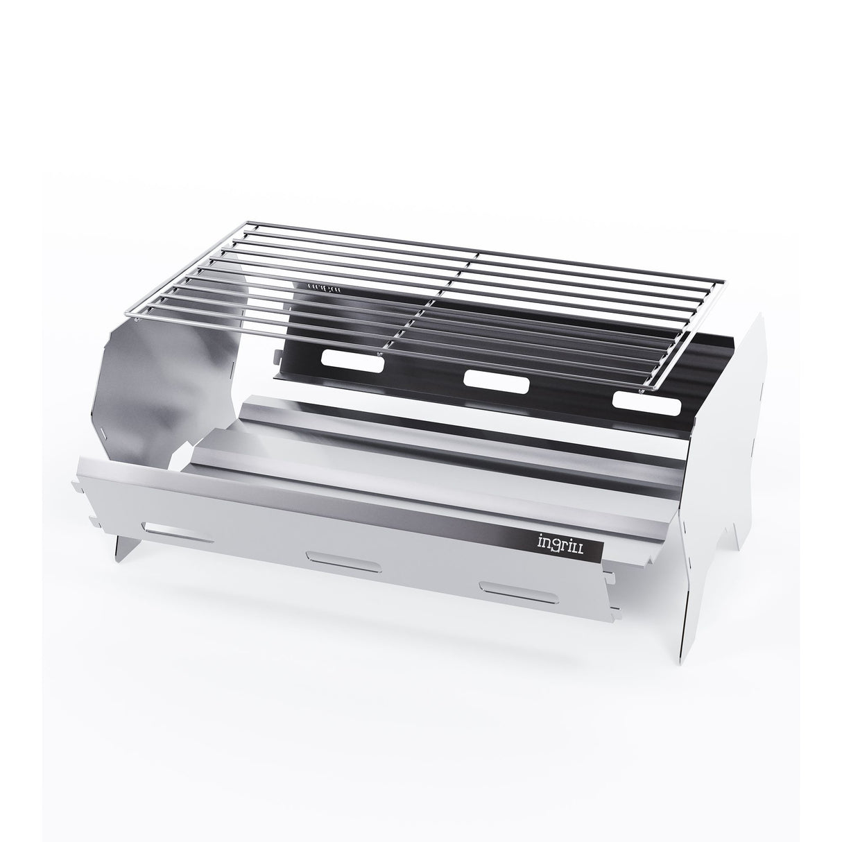 Asador Portátil Basik Plateado 30x26cm para Carbón - ASADORES | Bylmo