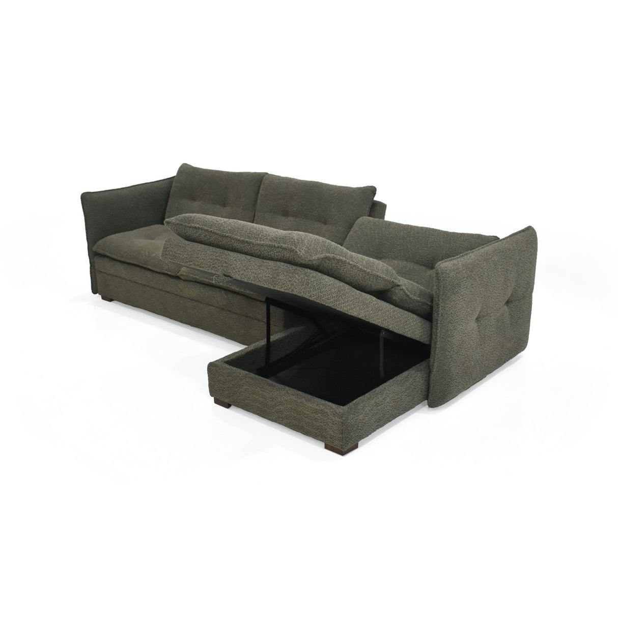 Sofá en L Napoles Verde 166x80cm de Tres Puestos Reclinable con Almacenamiento Lado Izquierdo y con Apoya Brazos - SOFAS Y POLTRONAS | Bylmo