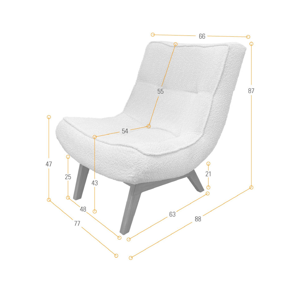 Poltrona Samoa Salmón 77x87cm de Un Puesto y sin Apoya Brazos - SOFAS Y POLTRONAS | Bylmo