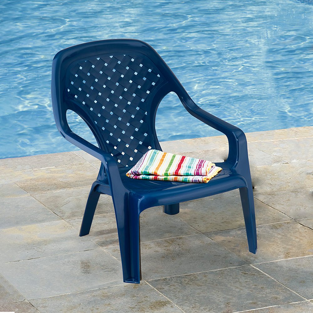 Silla Playera Rimax Azul Navy 60.1x74.8cm con Apoya Brazos y con Espaldar - SILLAS DE EXTERIOR | Bylmo