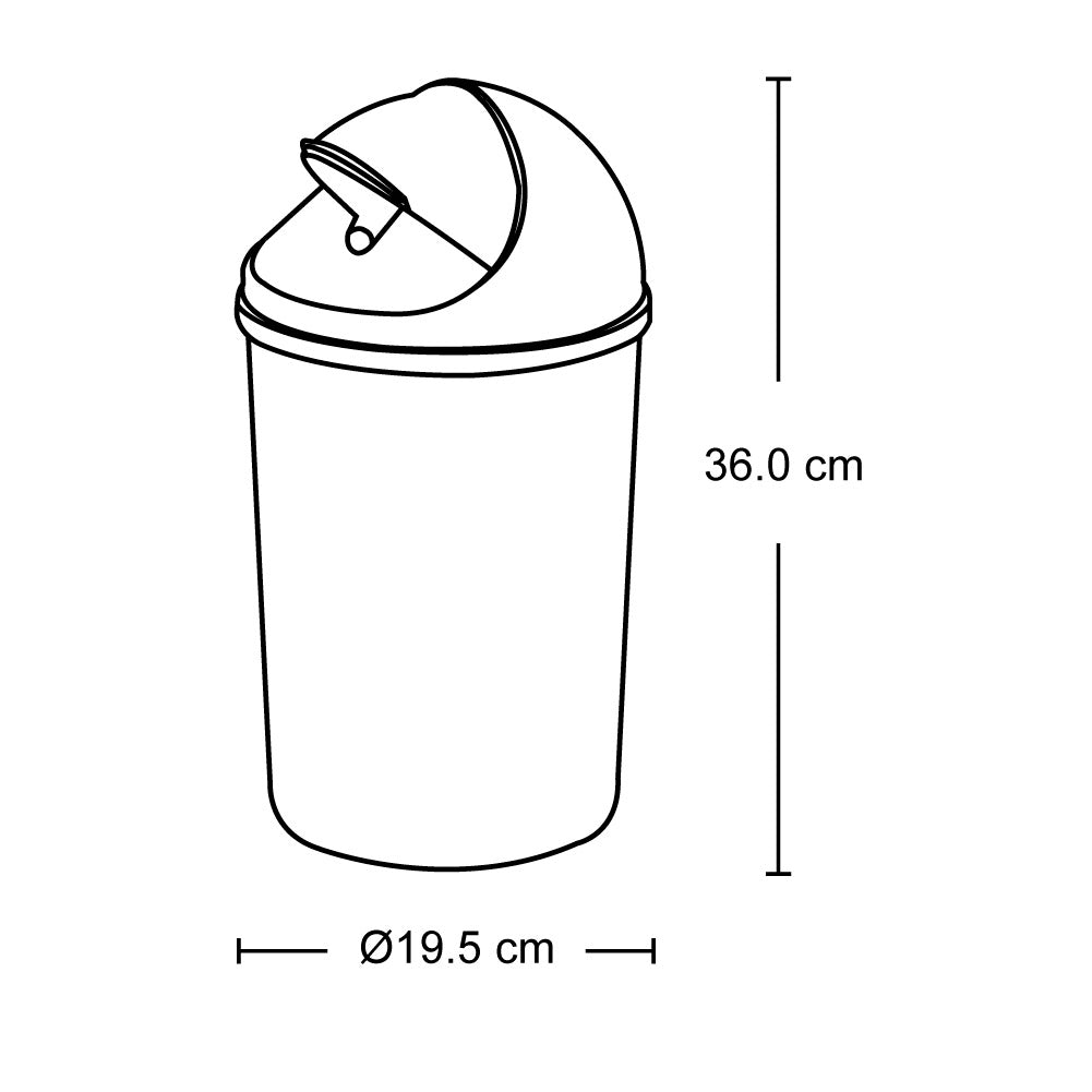 Papelera Rimax Negro 19.5x36cm de 5 Litros para Papeles con Tapa Basculante - BASUREROS Y PAPELERAS | Bylmo