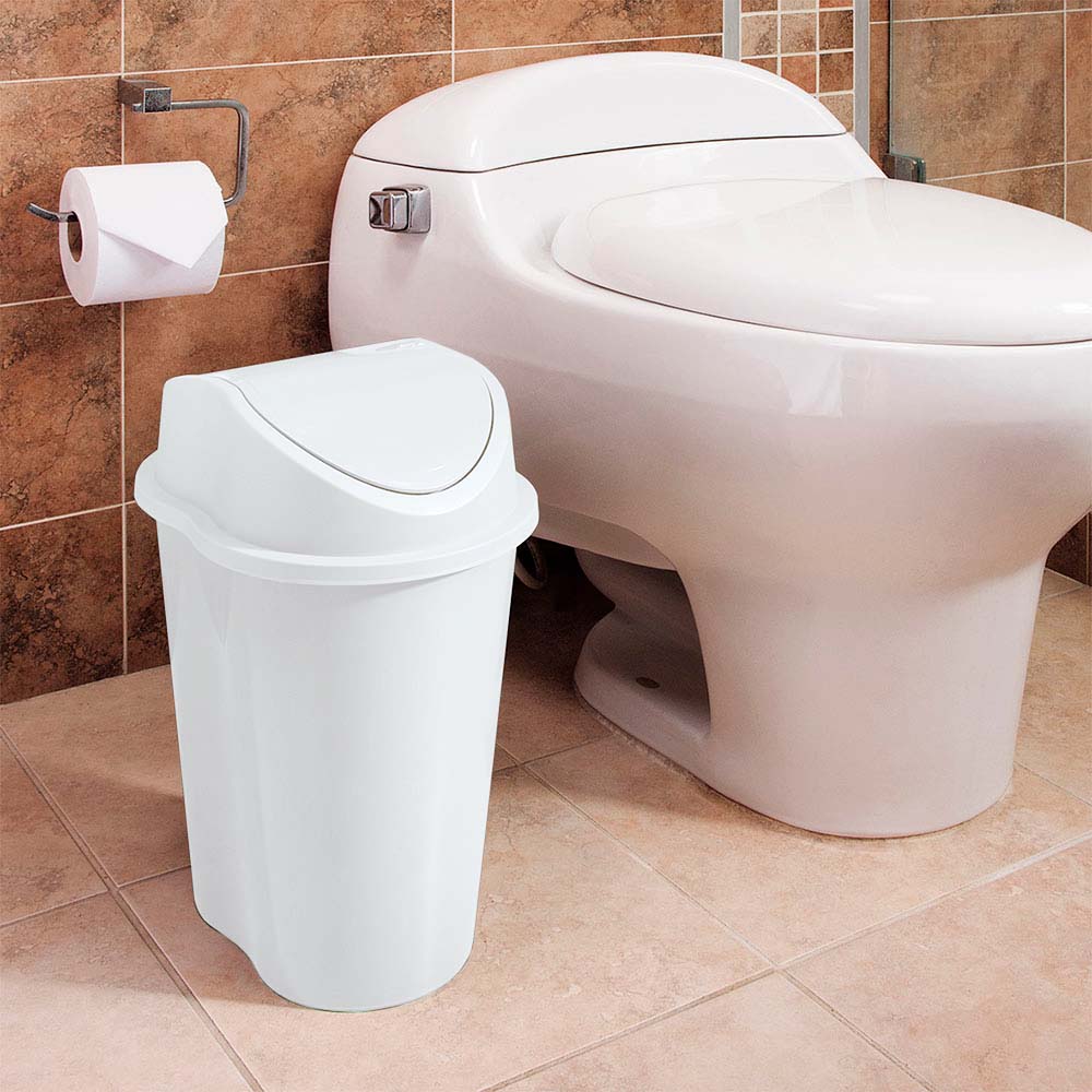 Papelera Rimax Style Blanco 29.2x44cm de 10 Litros para Multiusos con Tapa Basculante - BASUREROS Y PAPELERAS | Bylmo