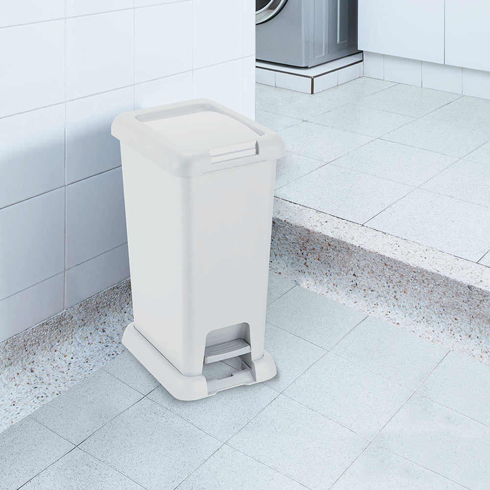 Basurero Rimax Blanco 39x49cm de 20 Litros para Multiusos con Tapa De Pedal - BASUREROS Y PAPELERAS | Bylmo