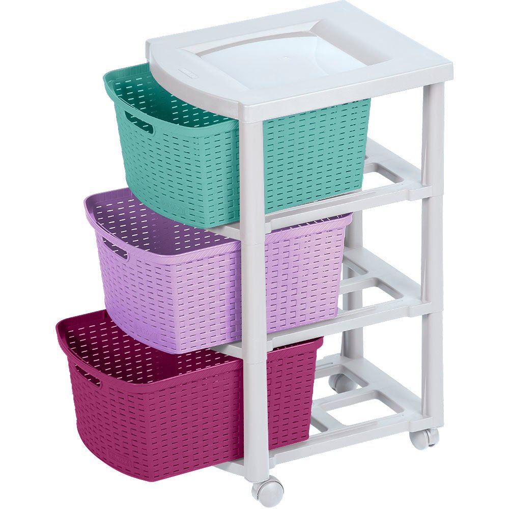 Cajonera Infantil Rimax Rattan Niña Multicolor 33x66cm de Tres Hileras con Tres Cajones - CAJONERAS Y COMODAS | Bylmo