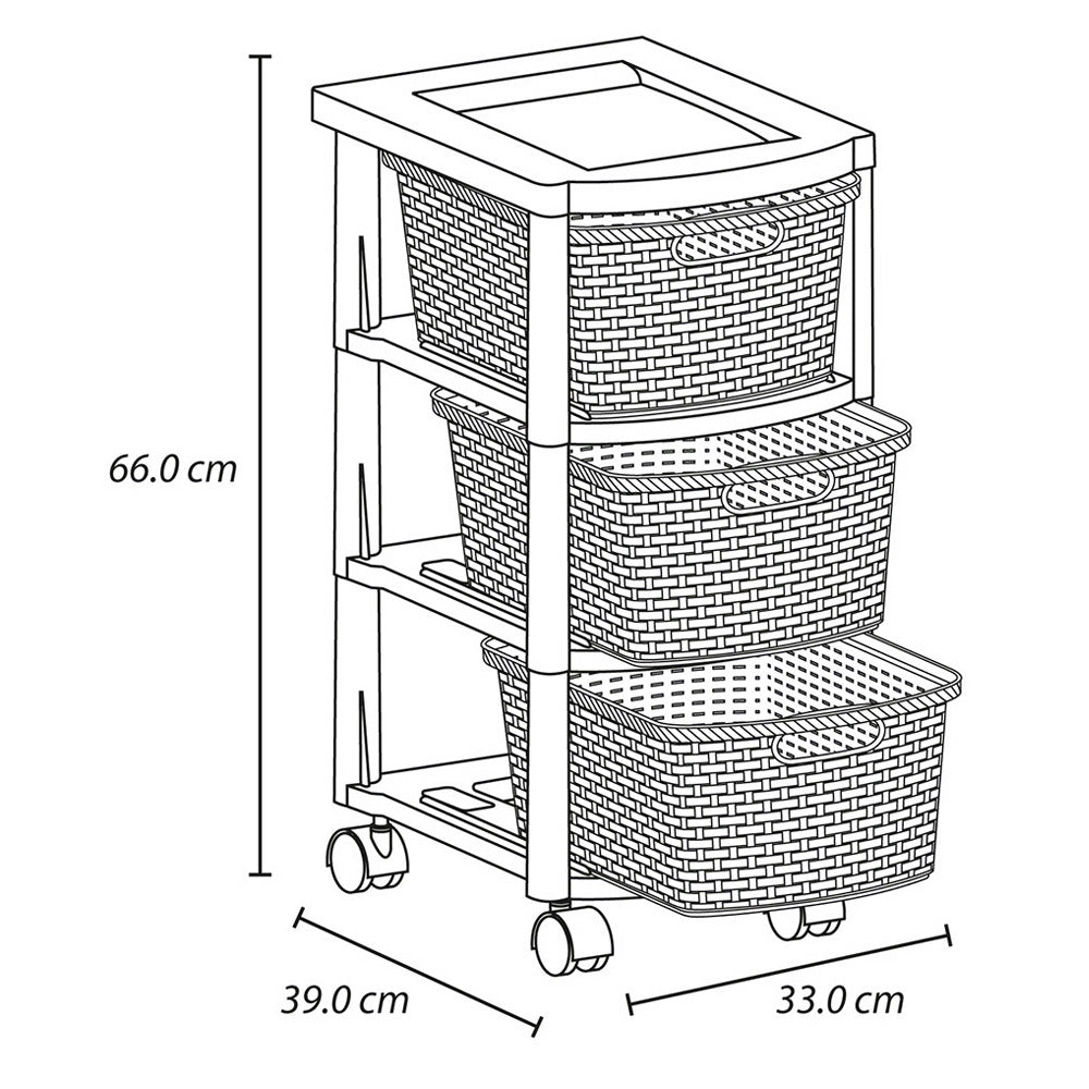 Cajonera Rimax Rattan Multicolor 33x66cm de Tres Hileras con Tres Cajones - CAJONERAS Y COMODAS | Bylmo