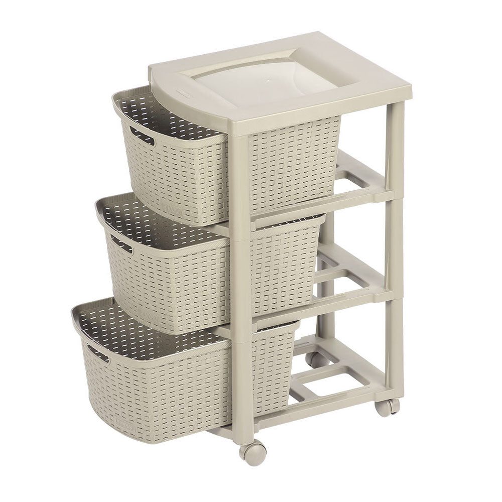 Cajonera Rimax Rattan Taupe 33x66cm de Tres Hileras con Tres Cajones