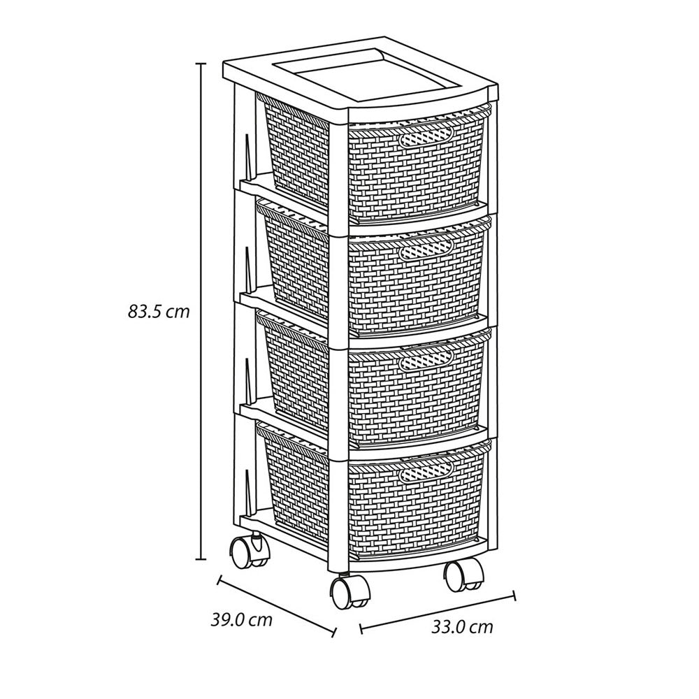 Cajonera Rimax Rattan Moca 33x83.5cm de Cuatro Hileras con Cuatro Cajones - CAJONERAS Y COMODAS | Bylmo