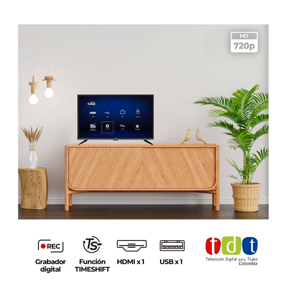 Televisor Kalley Negro 54.91x33.06cm de 24" Pulgadas Hd 768P - TELEVISORES | Bylmo