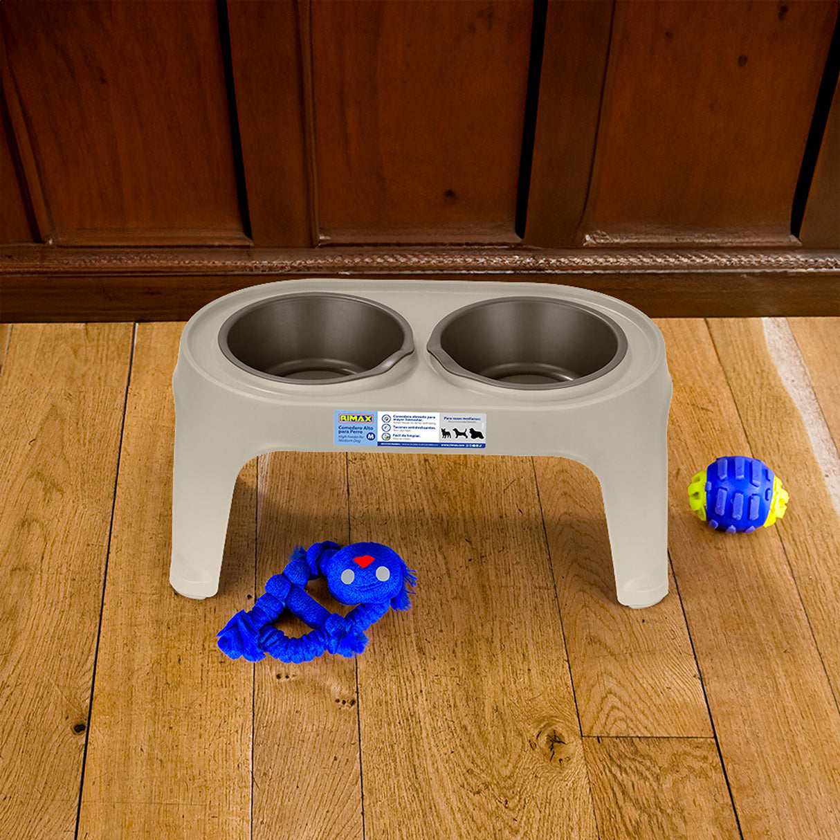 Comedero Alto para Perros Rimax Taupe 44.5x21.7cm Para Perros Medianos - COMEDEROS Y BEBEDEROS PARA MASCOTAS | Bylmo