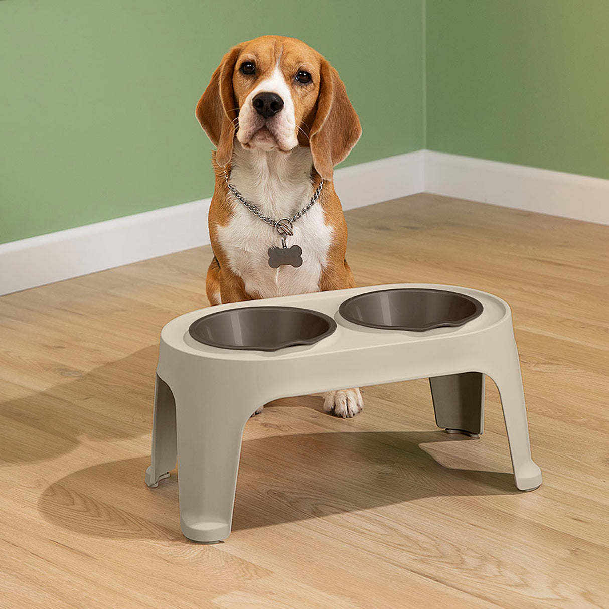 Comedero Alto para Perros Rimax Taupe 44.5x21.7cm Para Perros Medianos - COMEDEROS Y BEBEDEROS PARA MASCOTAS | Bylmo