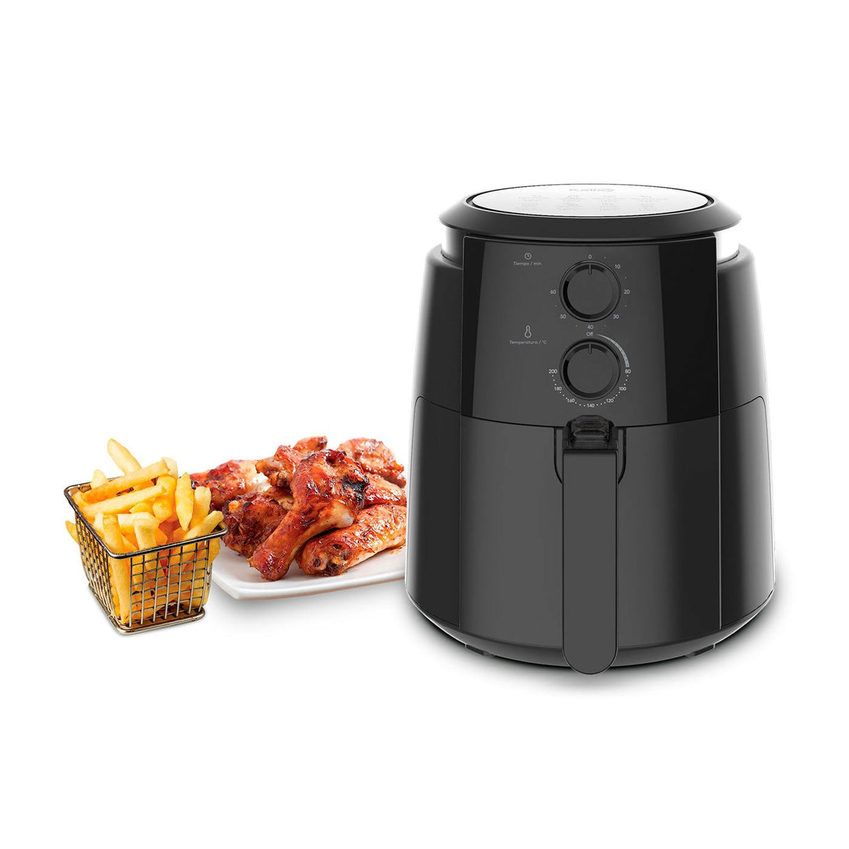 Freidora de Aire Kalley Negro 26x30.6cm de 3.5 Litros - FREIDORAS DE AIRE | Bylmo