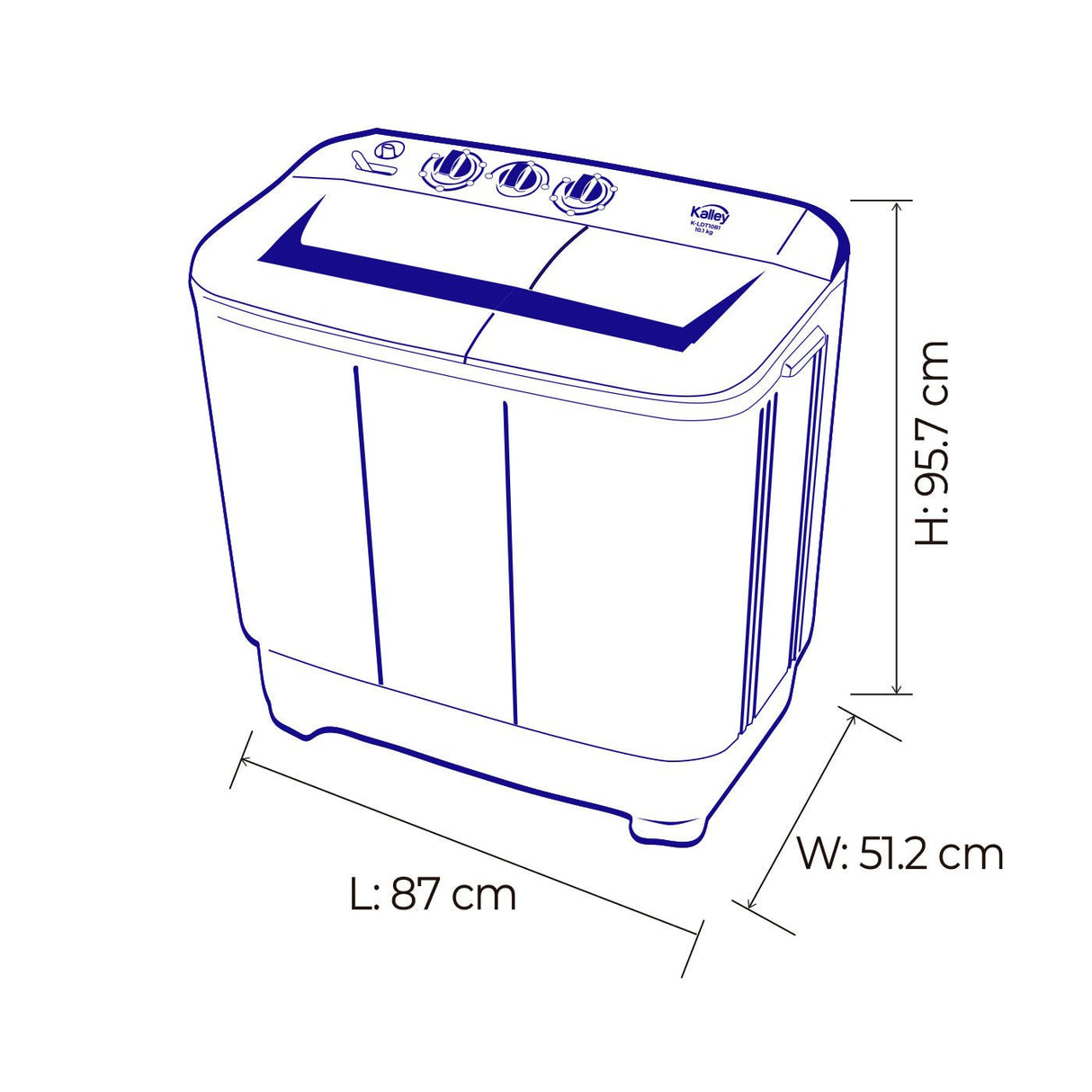 Lavadora Semiautomática Kalley Blanco y Negro 87x95.7cm Para Carga de 13 Kilogramos - LAVADORAS Y SECADORAS | Bylmo