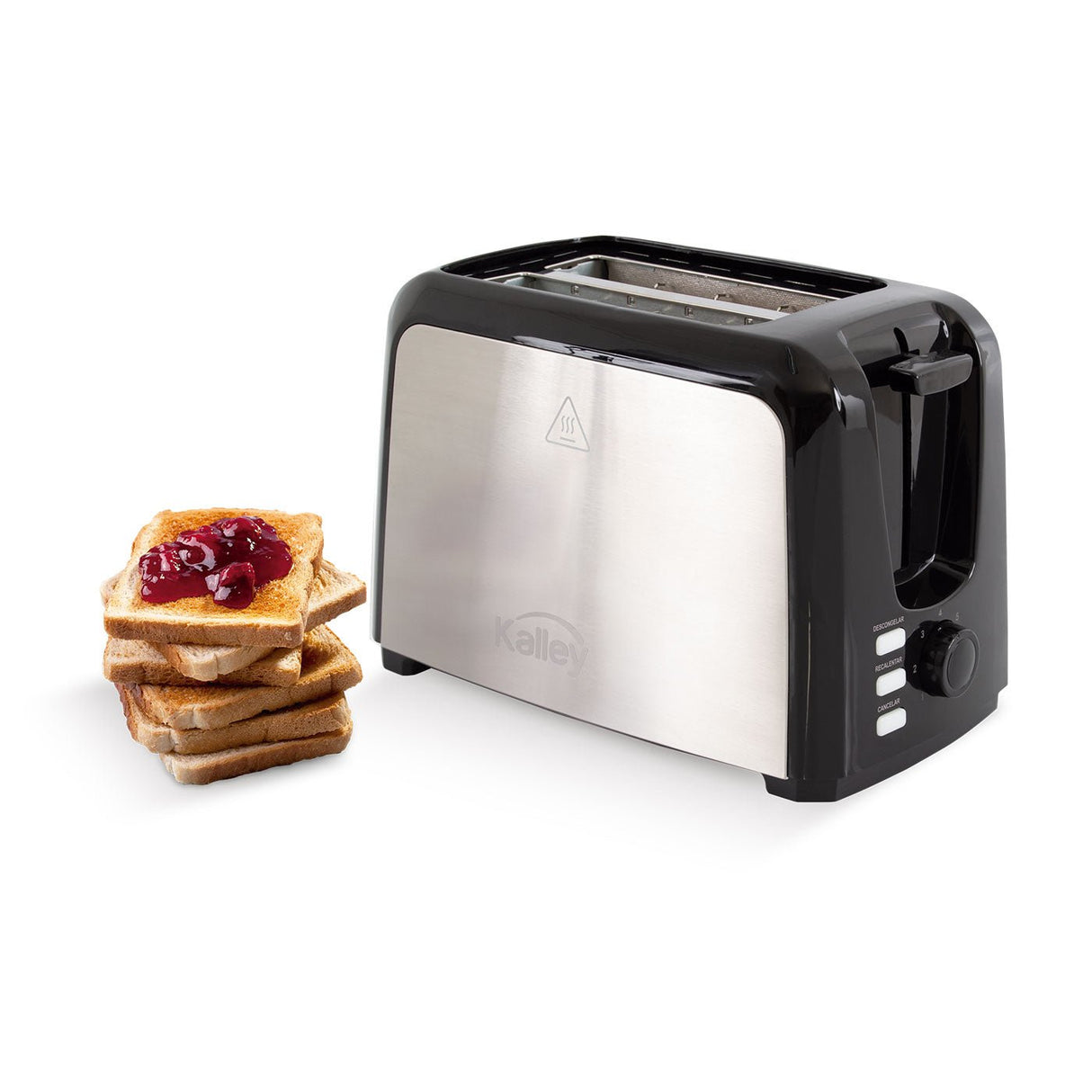 Tostadora Kalley Gris y Negro 26.6x17.9cm para Dos Rebanadas con Siete Niveles de Tostado - TOSTADORAS | Bylmo