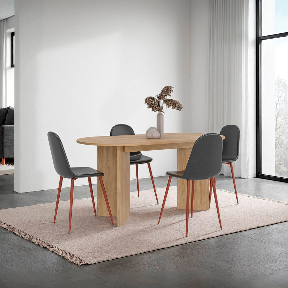 Mesa de Comedor Ted Fresno 156x74.6cm Ovalado de Cuatro Puestos sin Sillas - COMEDORES | Bylmo
