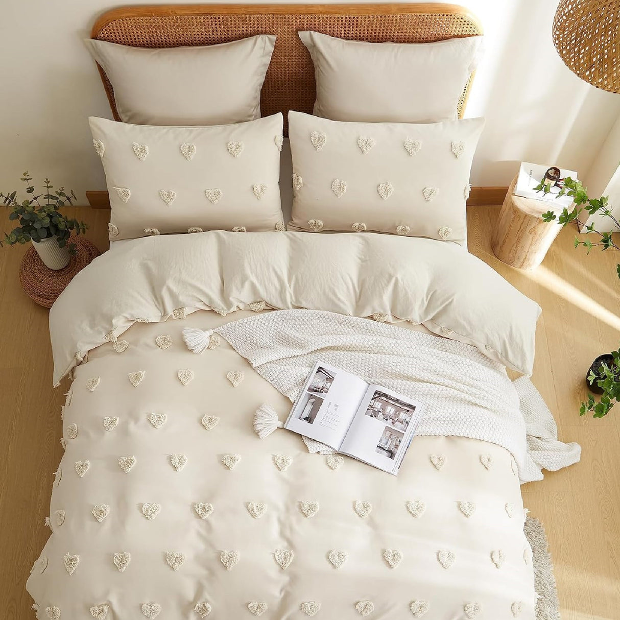Combo Funda Duvet con Plumón Harmony Love Beige 220x240cm para Cama Doble 140 X 180 Cm - TENDIDOS Y CUBRELECHOS | Bylmo