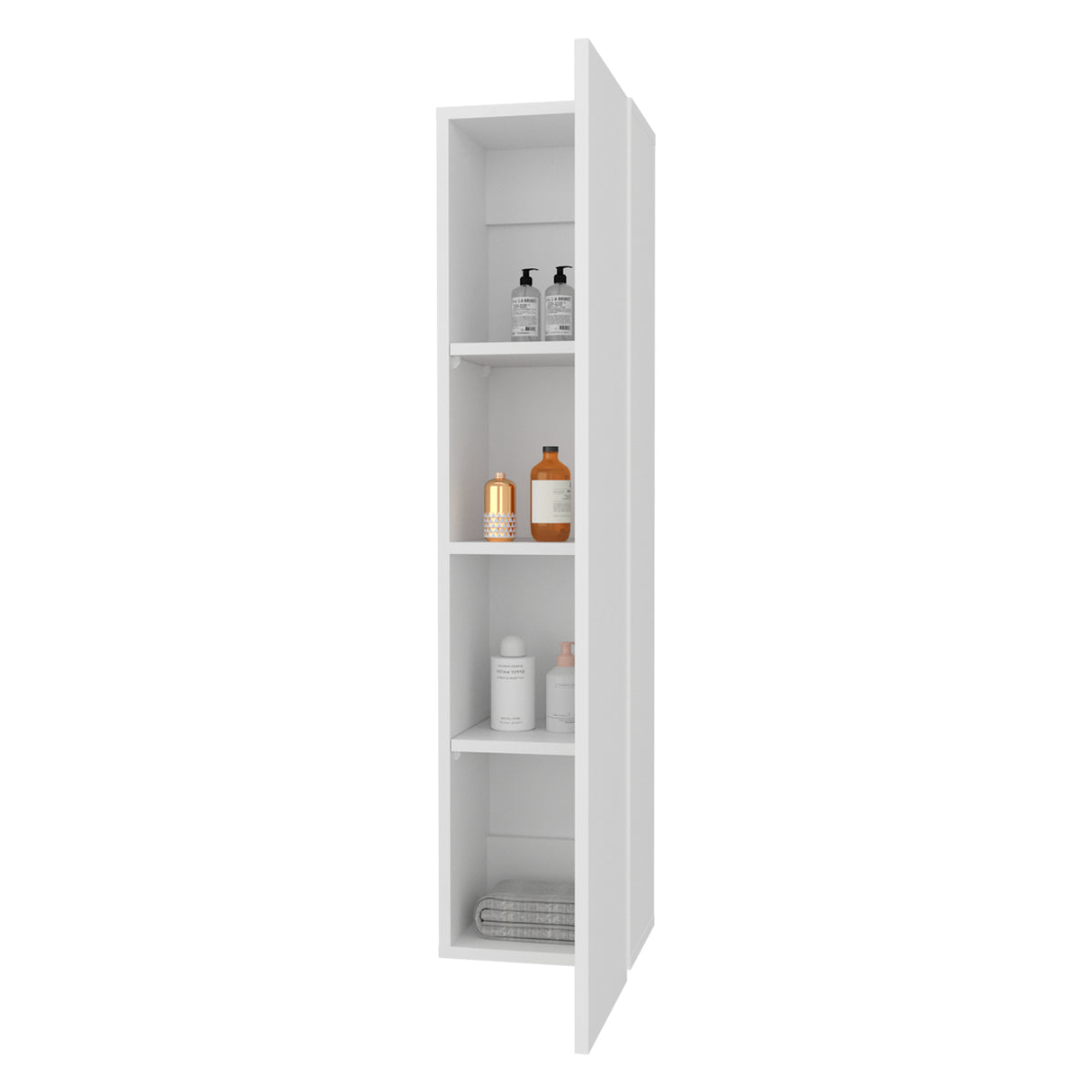 Gabinete de Baño Blanco 25x110cm Rectangular con Tres Entrepaños y con una Puerta - GABINETES DE BANHO | Bylmo