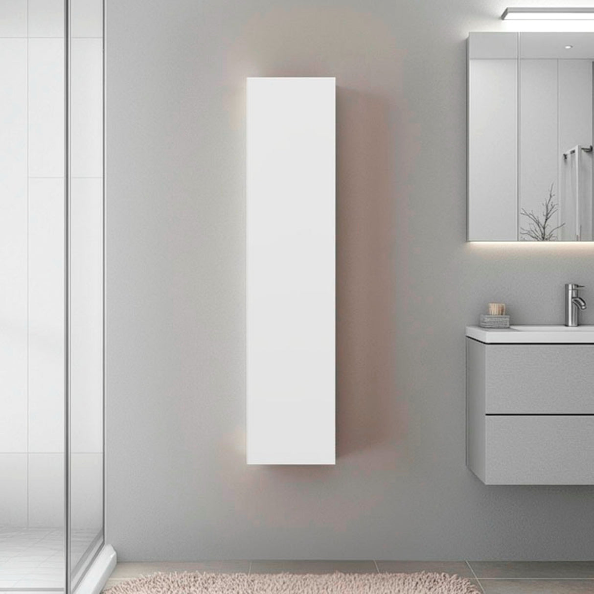 Gabinete de Baño Blanco 25x110cm Rectangular con Tres Entrepaños y con una Puerta - GABINETES DE BANHO | Bylmo