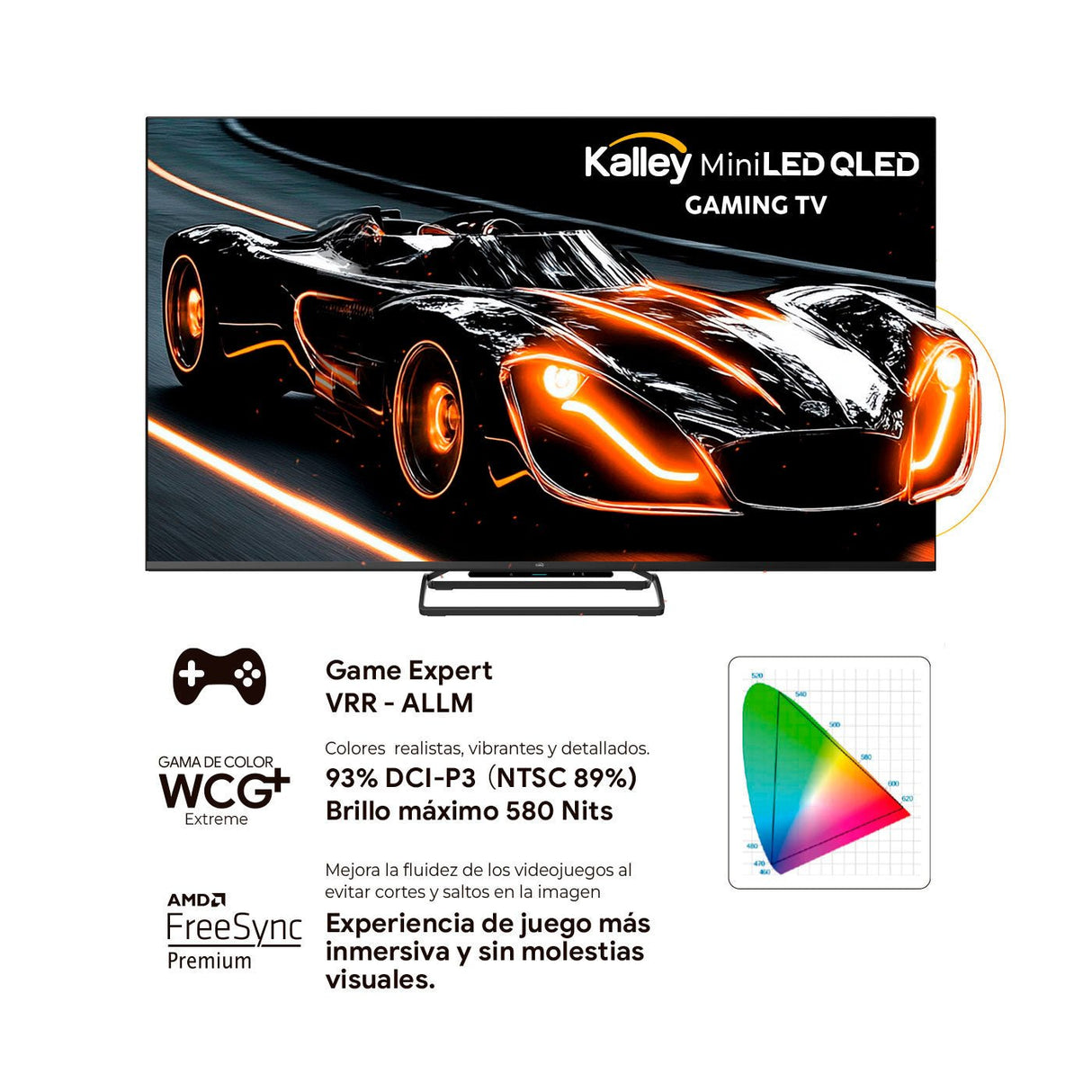 Televisor Kalley Smart de 65" Pulgadas Google TV Negro 145.25x84.53cm Qled 4K - TELEVISORES | Bylmo