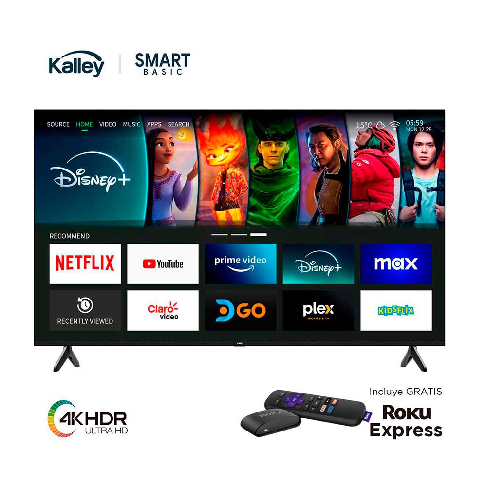 Televisor Kalley Smart de 50" Pulgadas Roku Negro 111.12x64.07cm Led 4K - TELEVISORES | Bylmo