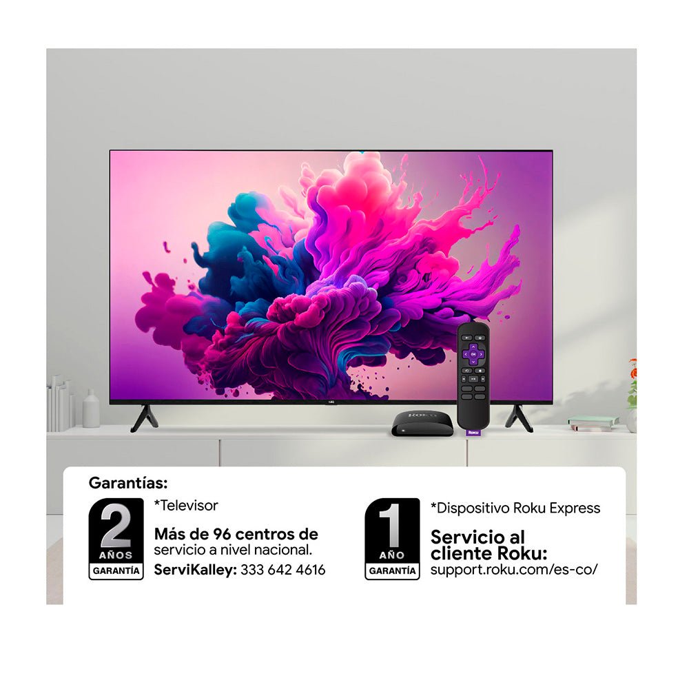 Televisor Kalley Smart de 50" Pulgadas Roku Negro 111.12x64.07cm Led 4K - TELEVISORES | Bylmo