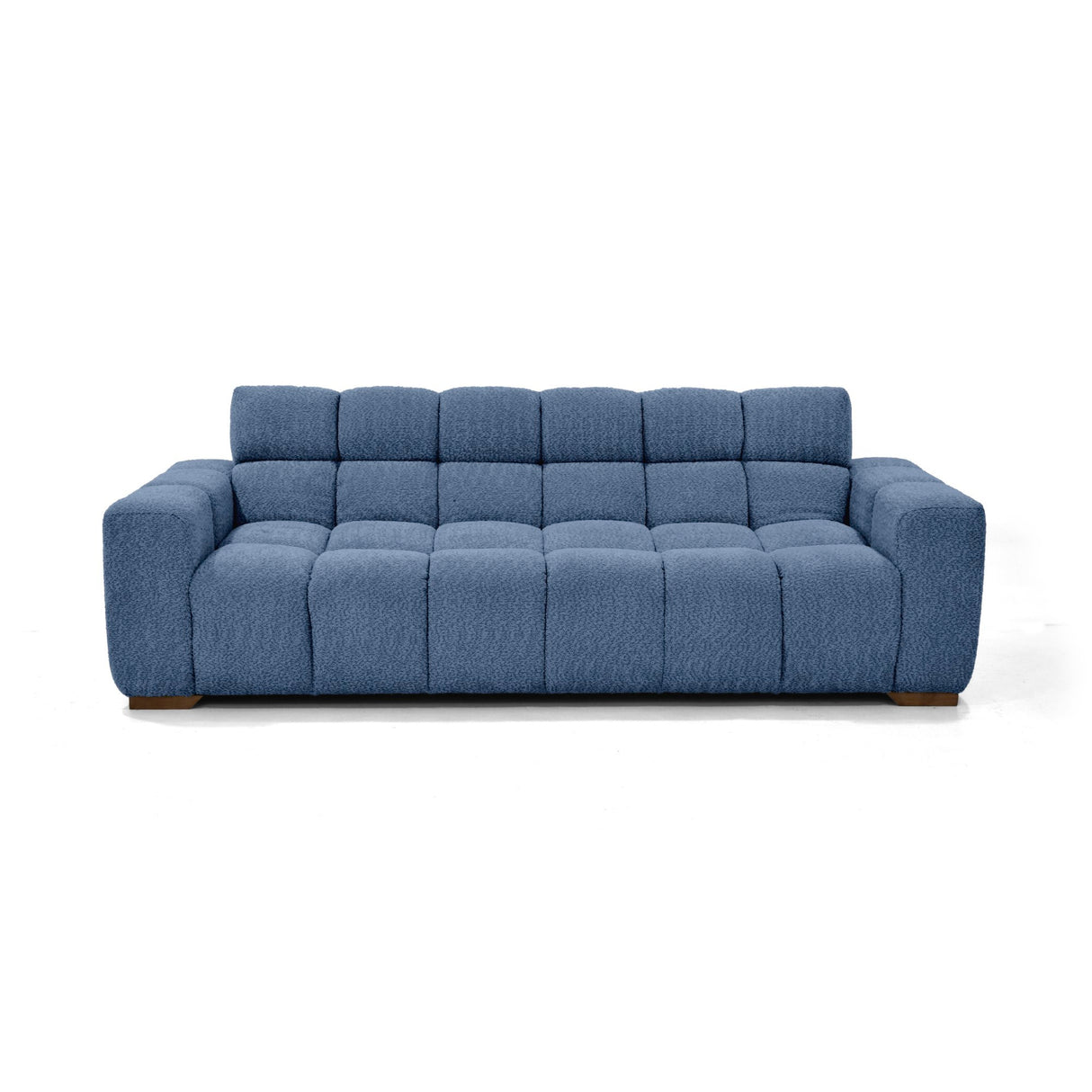 Sofá Cama Miami Indigo y Matiz Caoba 228x78cm De Tres Puestos Reclinable y Tapizado Capitoneado