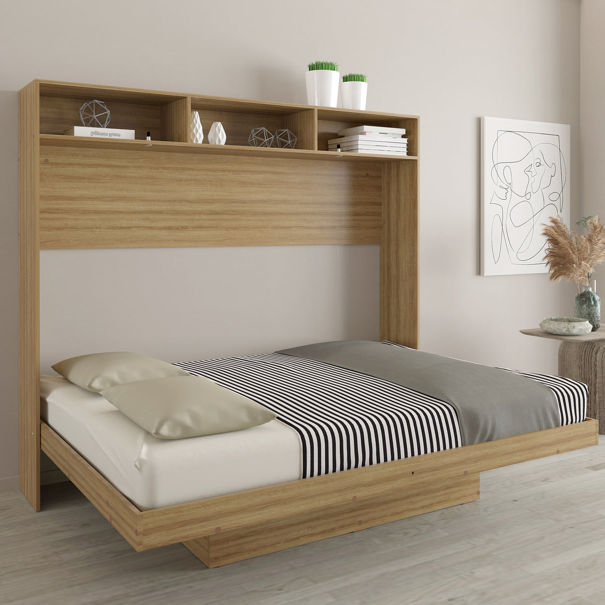Cama Abatible Ibiza Almendra 195.8x171cm para Colchón Doble 140 X 190 Cm - CAMAS | Bylmo